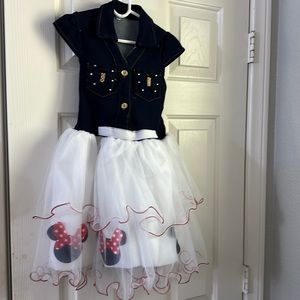 dress size 7 denim and tulle fabric with mini mouse decorations